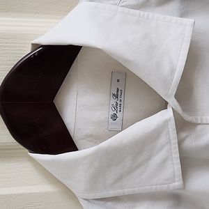 Loro Piana Mens white cashmere/cotton button-down shirt - Size Medium